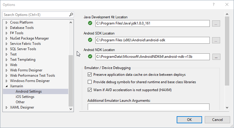 xamarin android settings